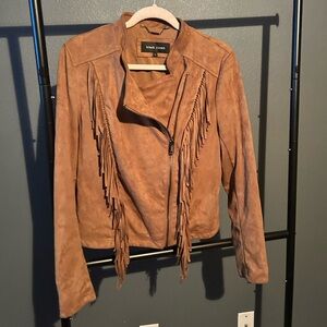 Black Rivet Women's Brown Suede Fringe Jacket
